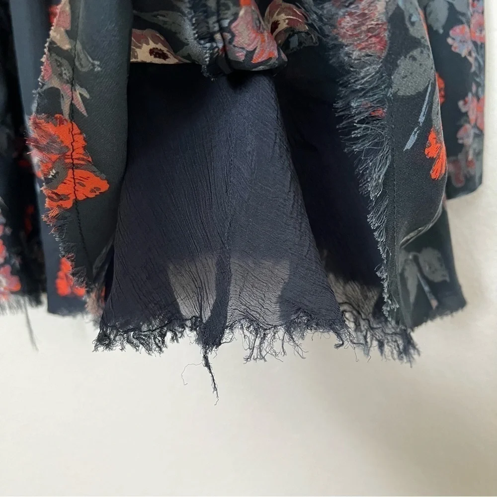 2/$30 Free People Boho So Fine Smocked Floral Long Sleeve Tunic Top SZ XS